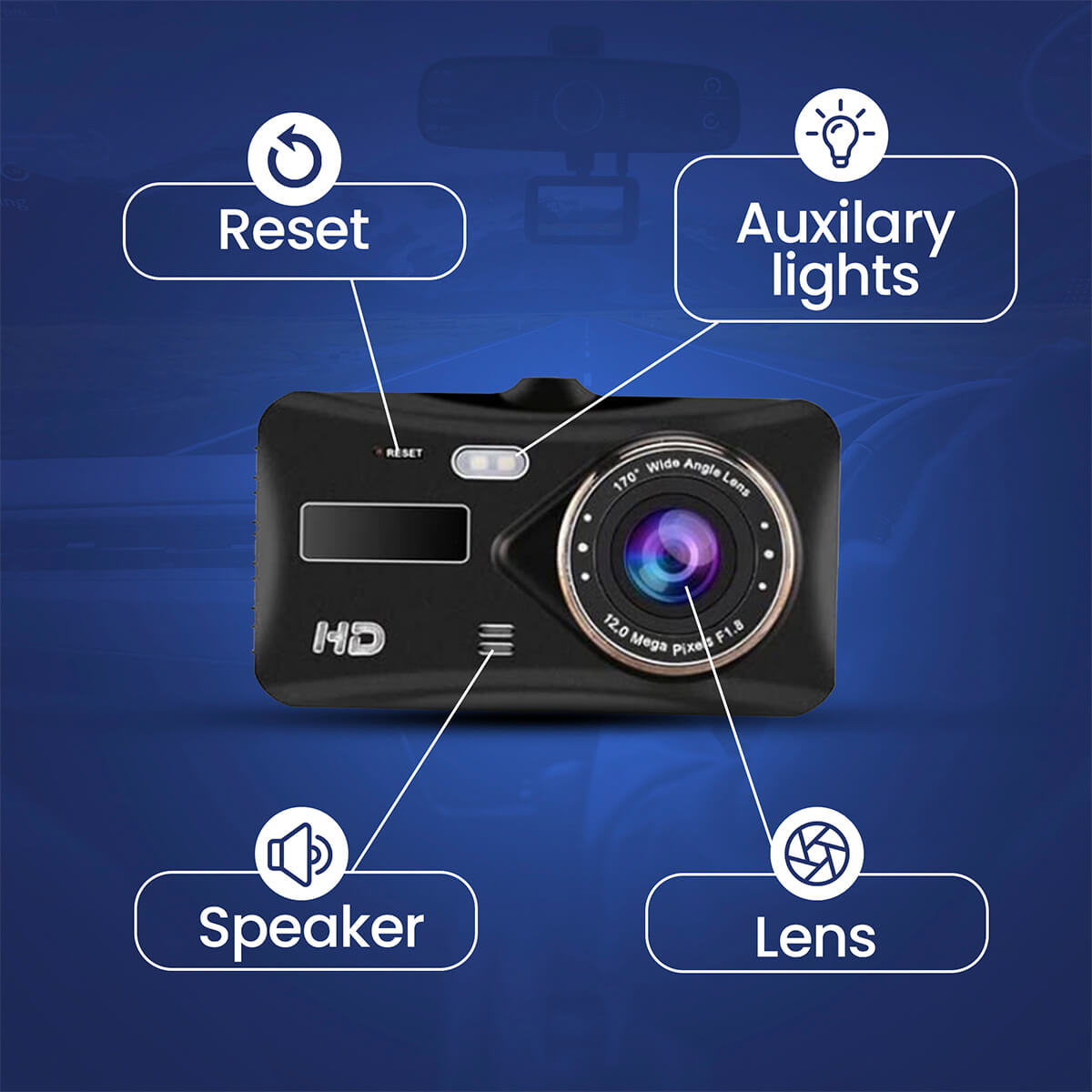 Button features showcasing Dash Cam Pro from DashVision, cheapest and best on the market