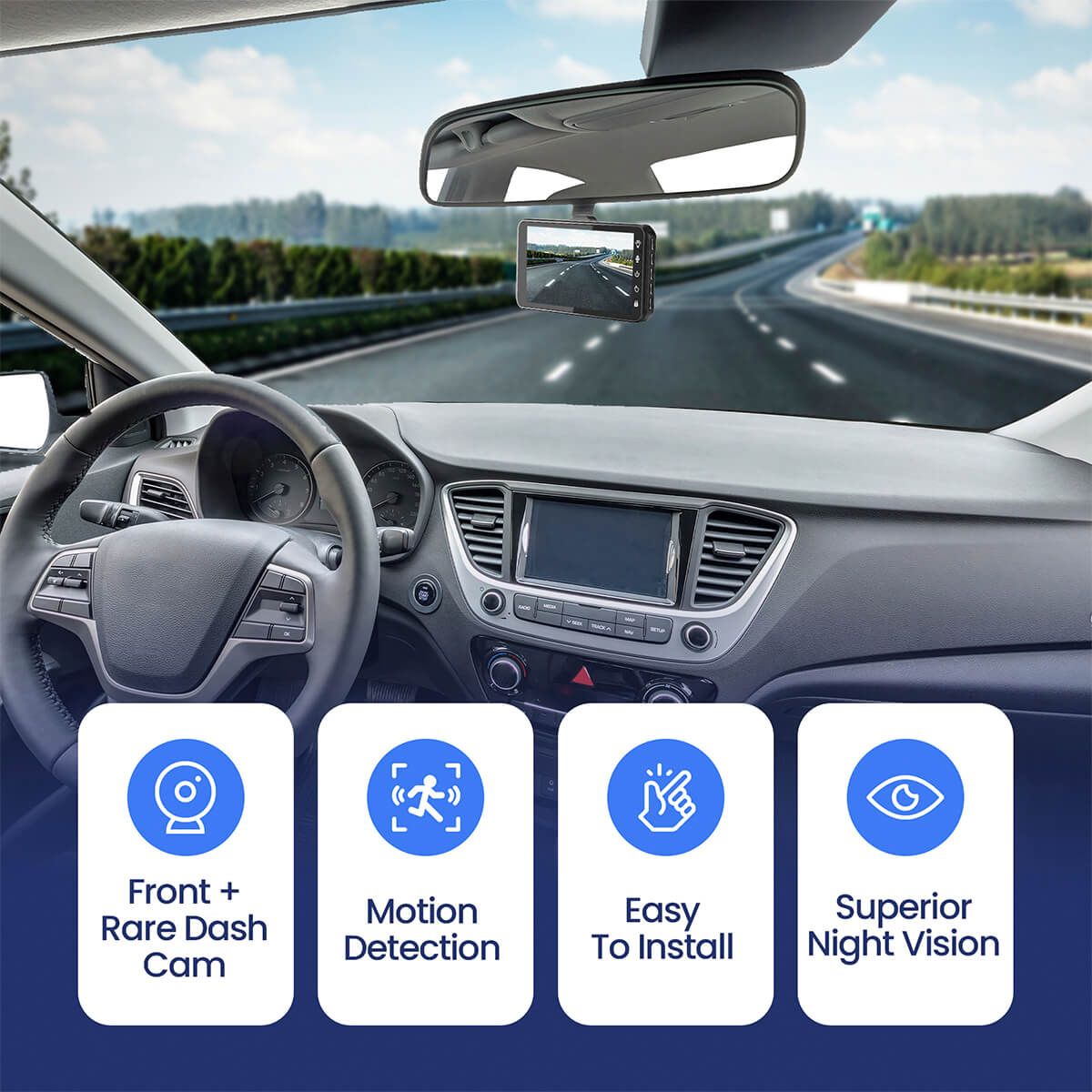 Dashcam Pro - Motion Detection, Easy to Install, 4.0" LCD, 170° Wide Angle, 1080p Resolution