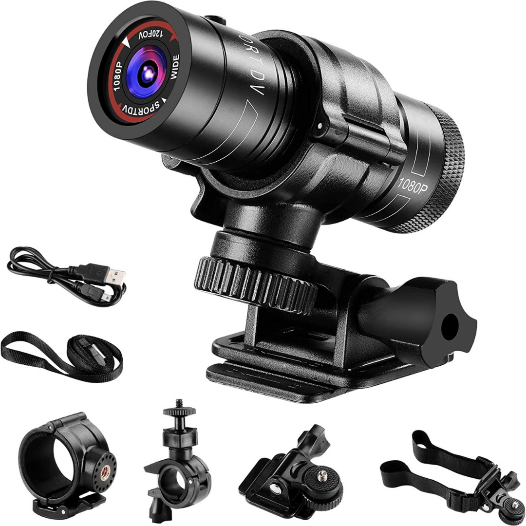 All-Inclusive Motorbike Dash Cam Kit: Explore Multiple Mounts, Charging Cable, and High-Performance Camera for Unmatched Riding Recordings.